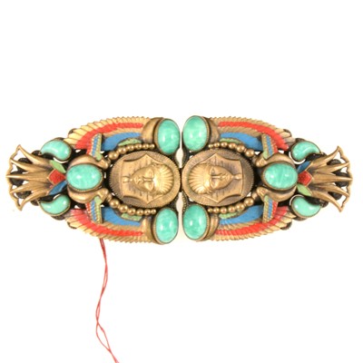 Lot 341 - A duette dress clip influenced by Egyptian Revival, probably Max Neiger of Gablonz