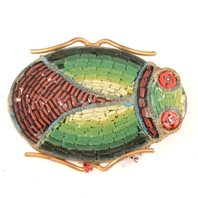 Lot 345 - Micro mosaic scarab beetle brooch.