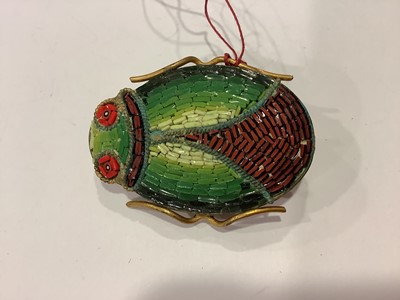 Lot 345 - Micro mosaic scarab beetle brooch.