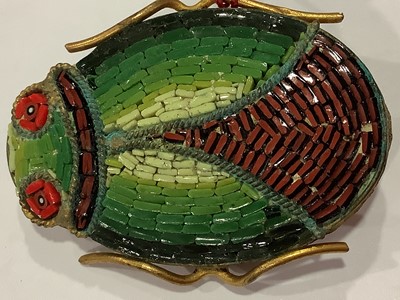 Lot 345 - Micro mosaic scarab beetle brooch.