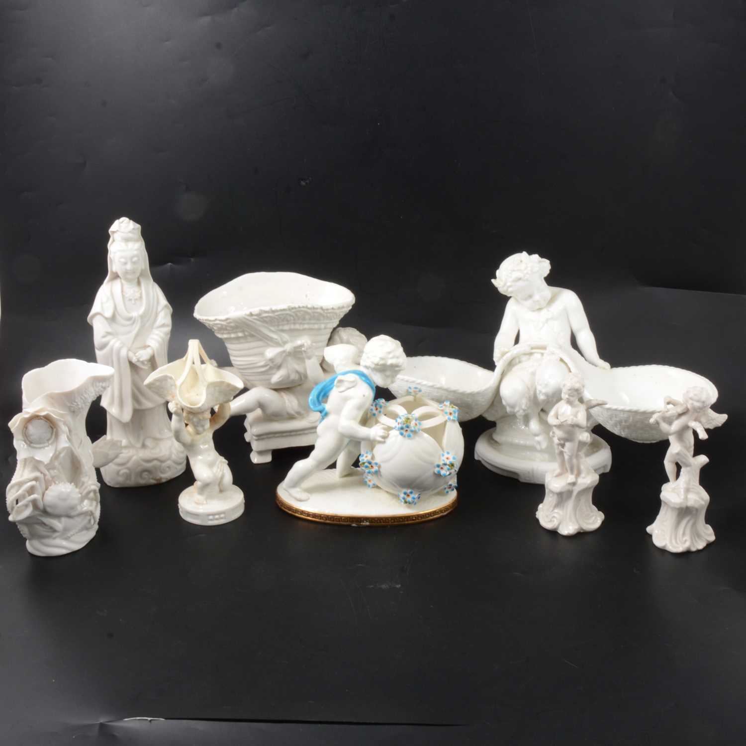 Lot 64 - Collection of white pottery and Blanc de Chine decorative items.