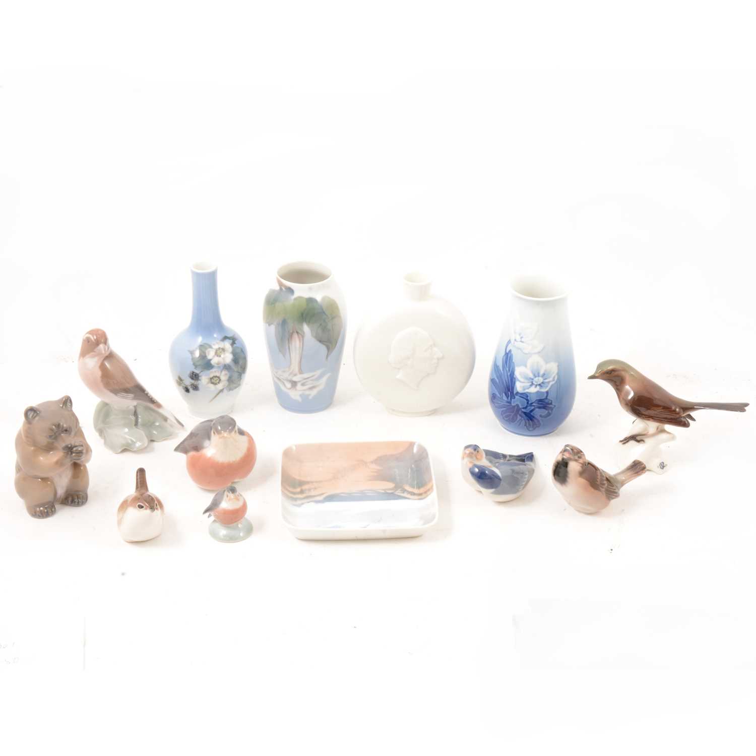 Lot 19 - Royal Copenhagen and other Continental vases and animal figures.