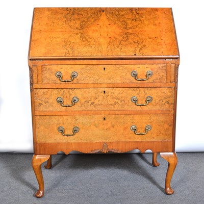 Lot 624 - Reproduction burr walnut bureau.