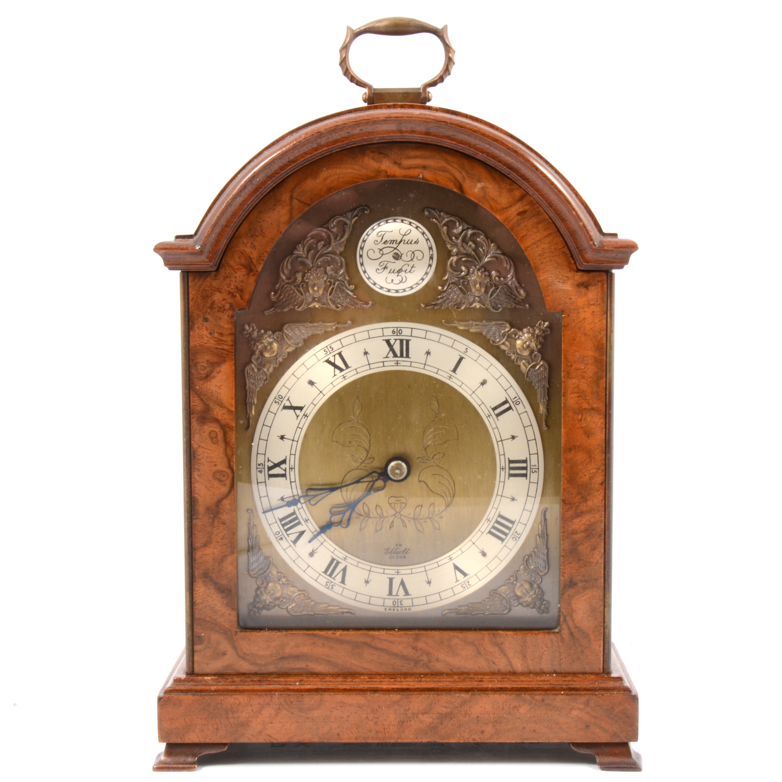 Lot 353 Elliott walnut mantel clock,
