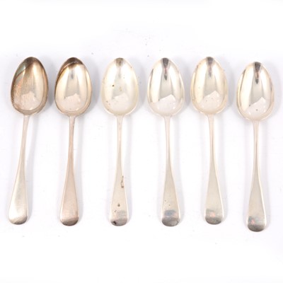 Lot 245 - Set of six silver dessert spoons