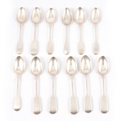 Lot 246 - Set of six silver teaspoons and six matched spoons