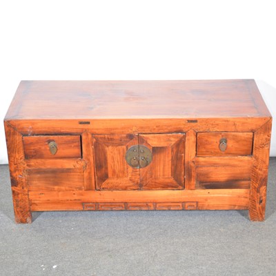 Lot 556 - Modern Chinese hardwood low cabinet