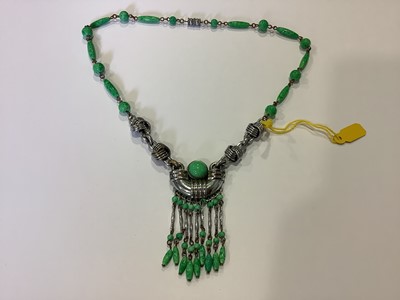 Lot 381 - Natural and simulated stone bead necklaces and bracelets, earrings, agates, turquoise, coral.