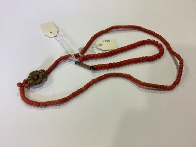 Lot 381 - Natural and simulated stone bead necklaces and bracelets, earrings, agates, turquoise, coral.
