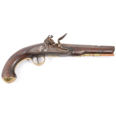 Lot 377 - 24 BORE FLINTLOCK BRASS-MOUNTED PISTOL BY KETLAND & CO., LONDON, LATE 18TH CENTURY