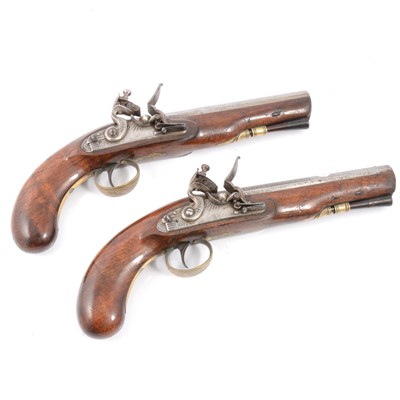 Lot 374 - W & S.R., A pair of flint lock brass mounted pistols