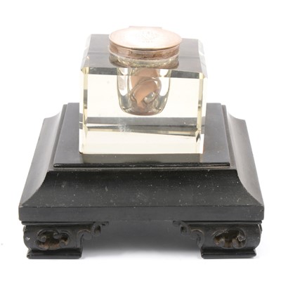 Lot 200 - Late Victorian silver-mounted cut-glass inkwell