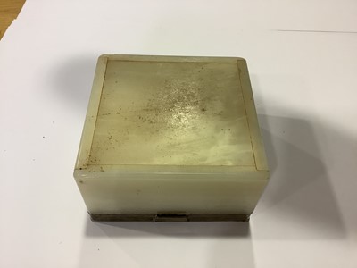 Lot 201 - Art Deco alabaster malachite inlaid and silver gilt mounted cigarette box
