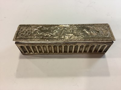 Lot 209 - Pair of silver menu stands, and a Dutch box