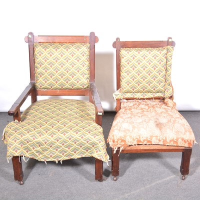 Lot 527 - A late 19th Century walnut armchair and nursing chair in the Arts & Crafts style