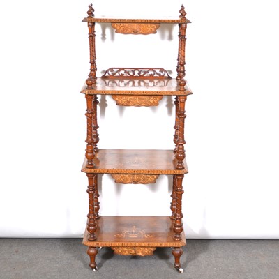 Lot 449 - Victorian inlaid walnut four-heights whatnot