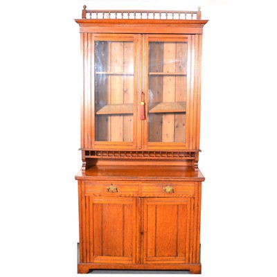 Lot 495 - Edwardian oak bookcase cabinet