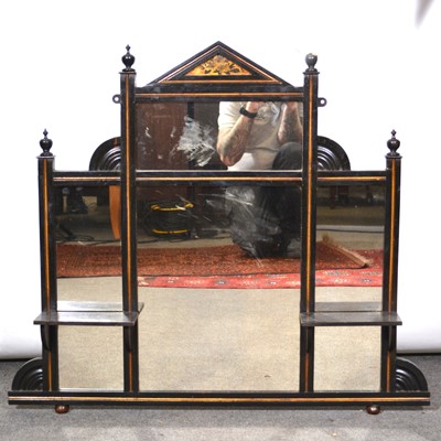 Lot 448 - Victorian ebonised overmantel mirror