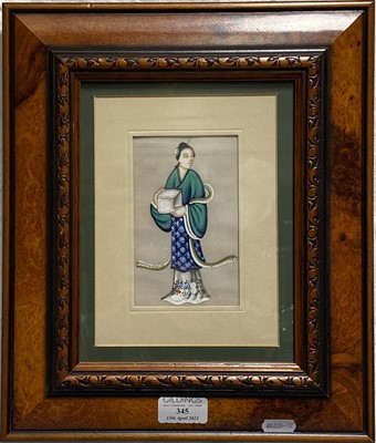 Lot 345 - Chinese School - Female attendant, work on rice paper.