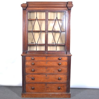 Lot 606 - Early Victorian mahogany bookcase secretaire