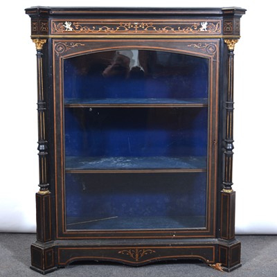 Lot 585 - Victorian ebonised and marquetry vitrine