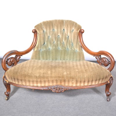 Lot 533 - Victorian walnut corner settee,  or conversation seat