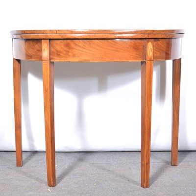 Lot 554 - George III mahogany demi-lune tea table.