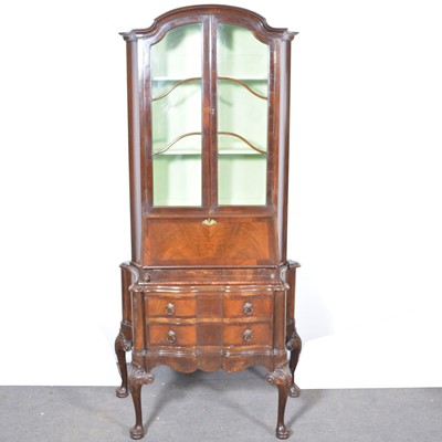 Lot 403 - Georgian style walnut bureau bookcase