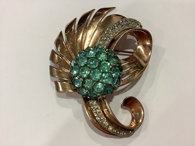 Lot 352 - Vintage costume jewellery with faux aquamarines, blue topaz and aurora paste.