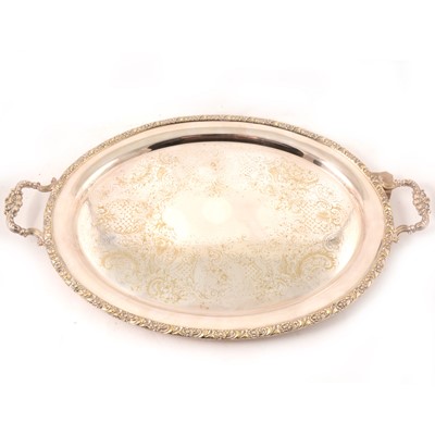 Lot 245 - A large oval silver-plated tray.