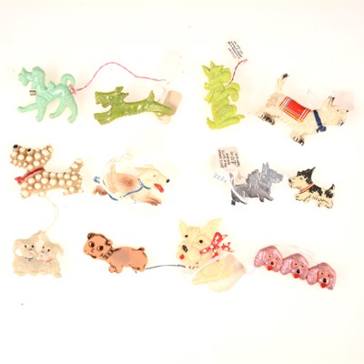 Lot 367 - Twelve small novelty metal, celluloid and plastic Scottie and Terrier dog brooches