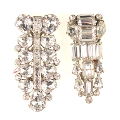 Lot 330 - Two "Eisenberg Original" large size paste dress clips, circa 1935-1945.