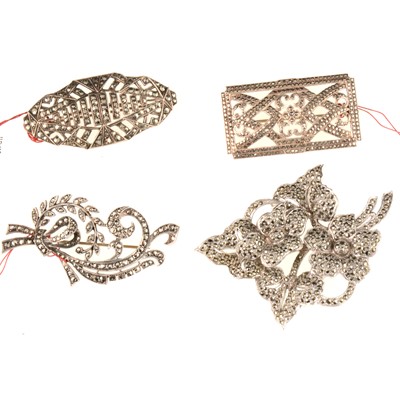 Lot 348 - Four marcasite brooches.