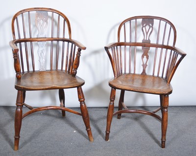 Lot 539 - Two Victorian yew and ash Windsor chairs