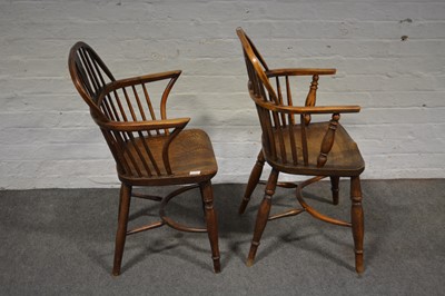 Lot 539 - Two Victorian yew and ash Windsor chairs