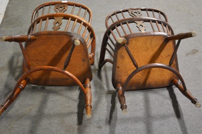 Lot 539 - Two Victorian yew and ash Windsor chairs