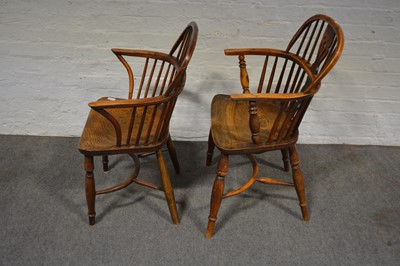 Lot 539 - Two Victorian yew and ash Windsor chairs