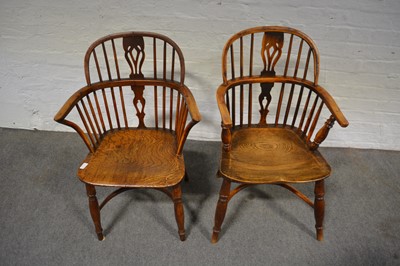 Lot 539 - Two Victorian yew and ash Windsor chairs