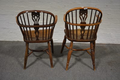 Lot 539 - Two Victorian yew and ash Windsor chairs