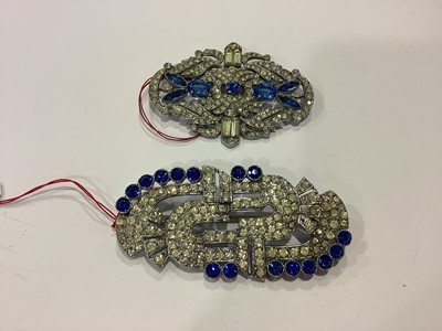 Lot 336 - Nine vintage Art Deco brooches, various shades of blue paste.