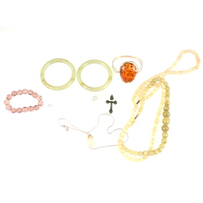 Lot 383 - Amber and stone jewellery.