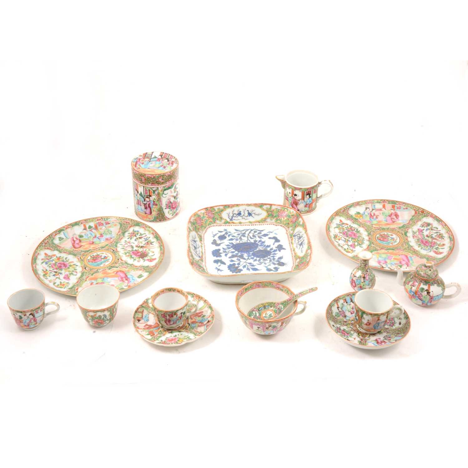 Lot 117 - Quantity of Cantonese famille rose tea and tableware.