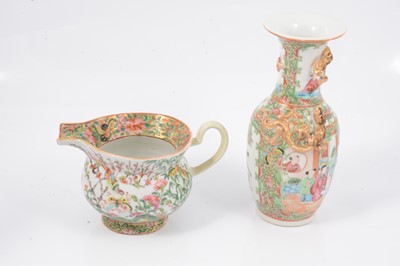 Lot 108 - Assorted Cantonese famille rose vases and large teapot.