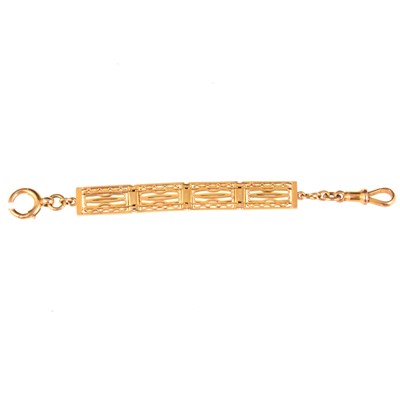 Lot 317 - Yellow metal fob chain to suspend a watch.