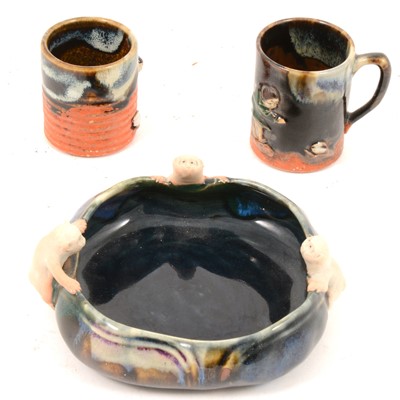 Lot 107 - Three pieces of Japanese Sumida Gawa pottery.