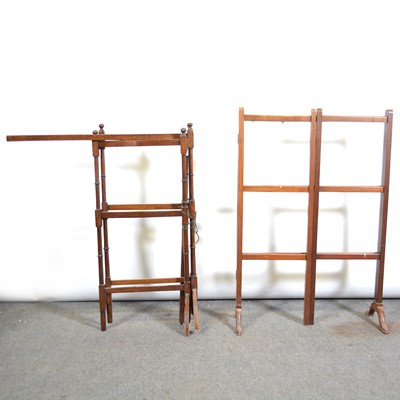 Lot 605 - Mahogany two-fold clothes rail, and one other.