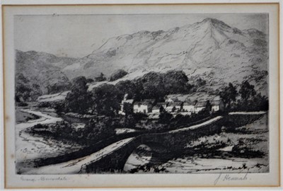 Lot 450 - Three etchings by J Hennah, Albany Howarth, and A W Turndell.