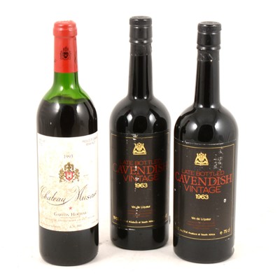 Lot 169 - 1963 Late Bottled Cavendish Vintage Vin de Liqueur, 1993 Chateau Musare