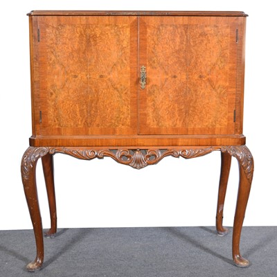 Lot 620 - Burr walnut cocktail cabinet