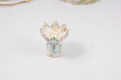 Lot 11 - Pair of Continental porcelain candlesticks and a similar table centre